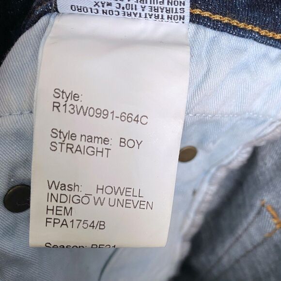 R13 Jeans Womens Boy Straight Mid-Rise Jeans Howell Indigo Blue Stretch Size 26 - Picture 8 of 8